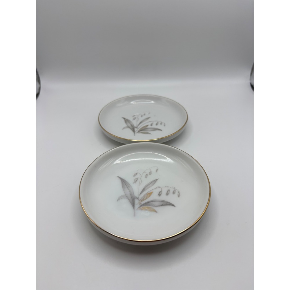 Kaysons Golden Rhapsody Fine China Butter Pats Set of 2 Lily of the Valley Japan